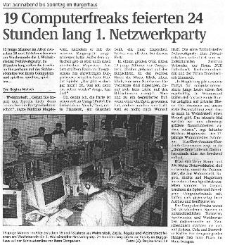 19 Computerfreaks feierten 24 Stunden lang 1. Netzwerkparty